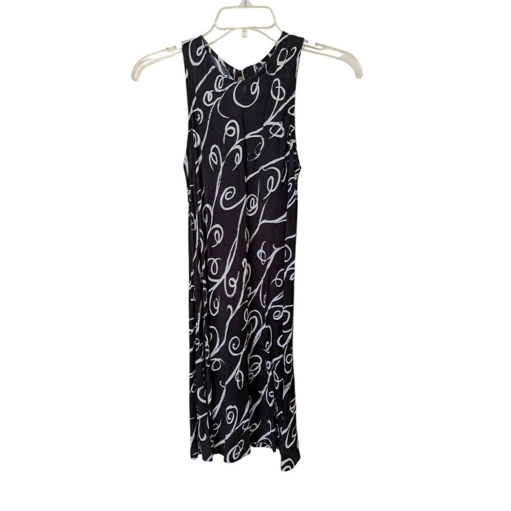 90s All That Jazz Black Mini Dress with White Swirls